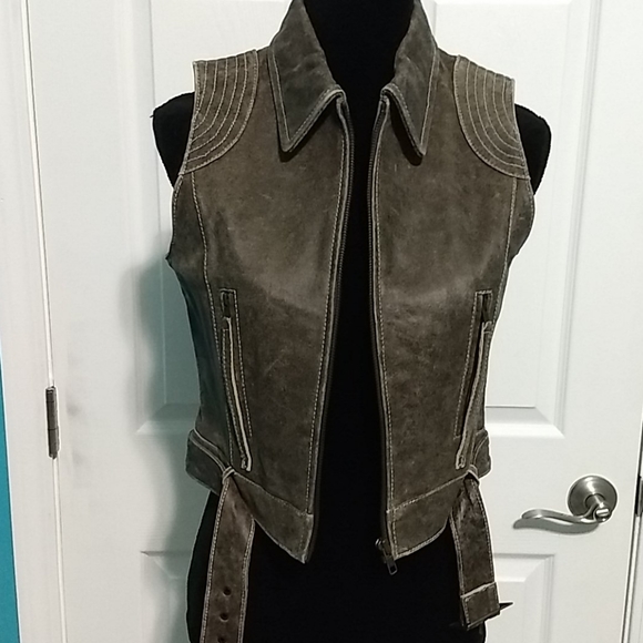 Brown distressed leather vest - Picture 3 of 6
